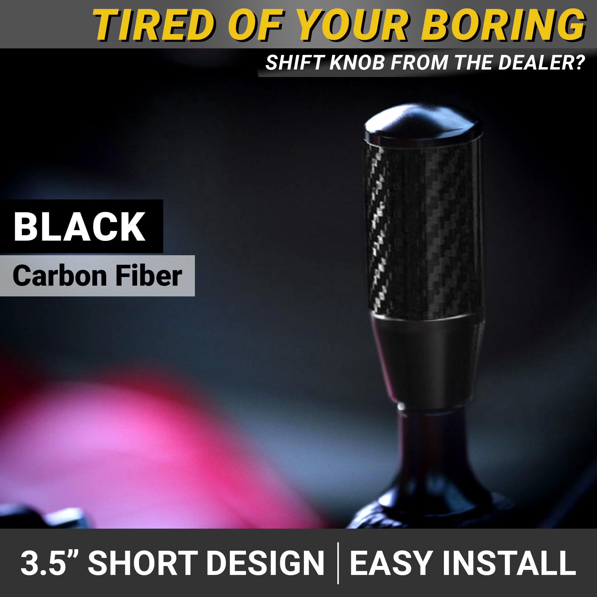 Mega Racer shift knob with metal adapters shows durability and secure fit.