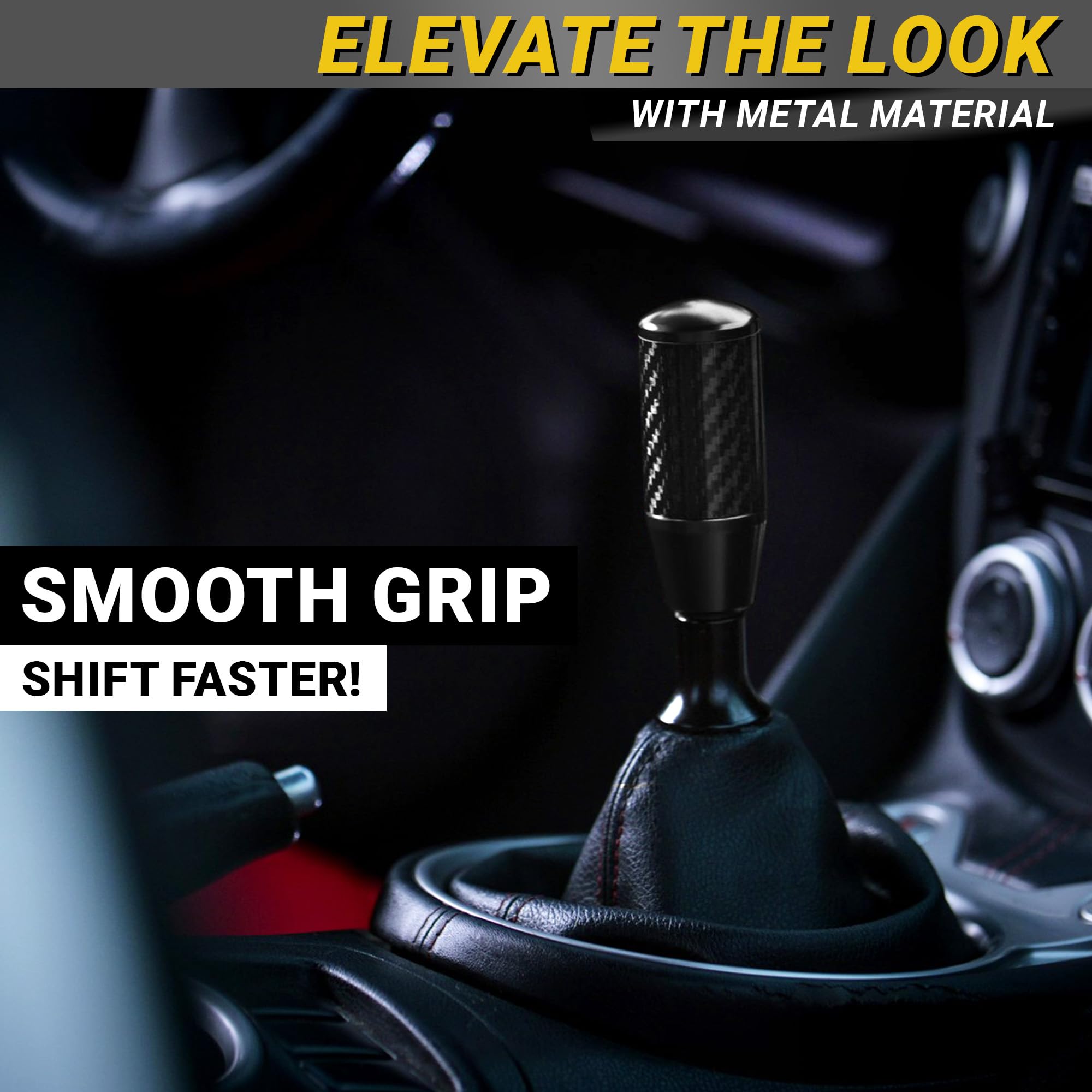 Mega Racer shift knob with 3.5-inch height for weighted shifting control.
