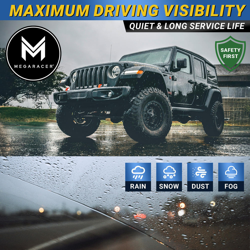 Mega Racer silicone wipe edge provides whisper-quiet operation and long wear.