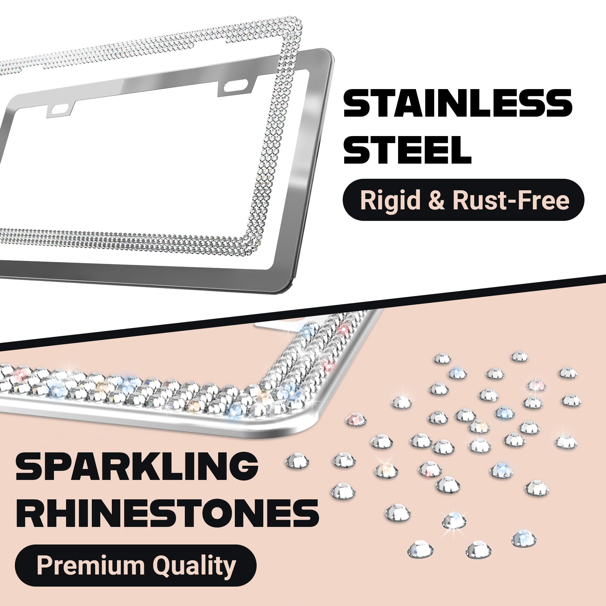 Mega Racer slim edge design frames license plate without obstruction.