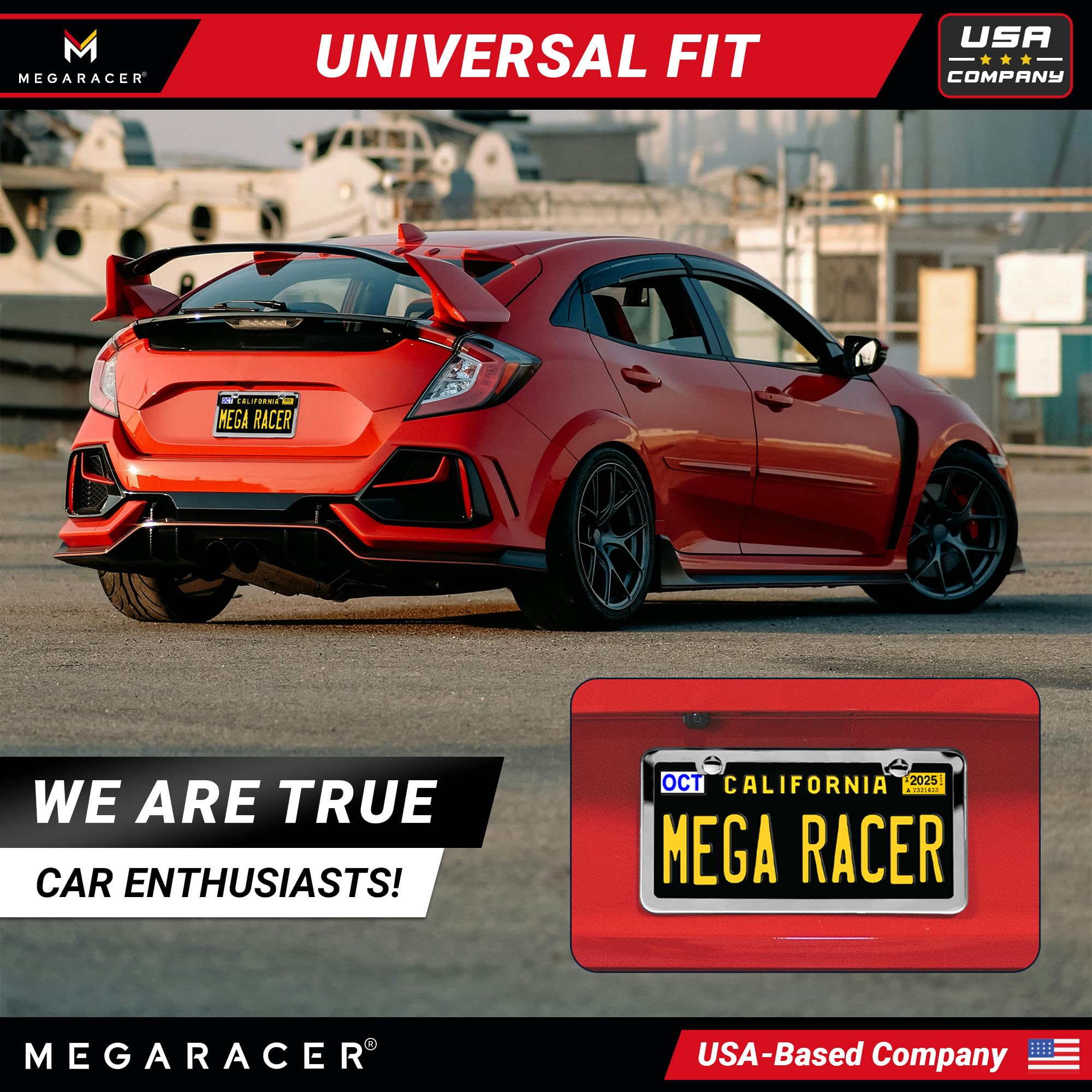 Mega Racer stainless steel license-frame durability resists warping and corrosion