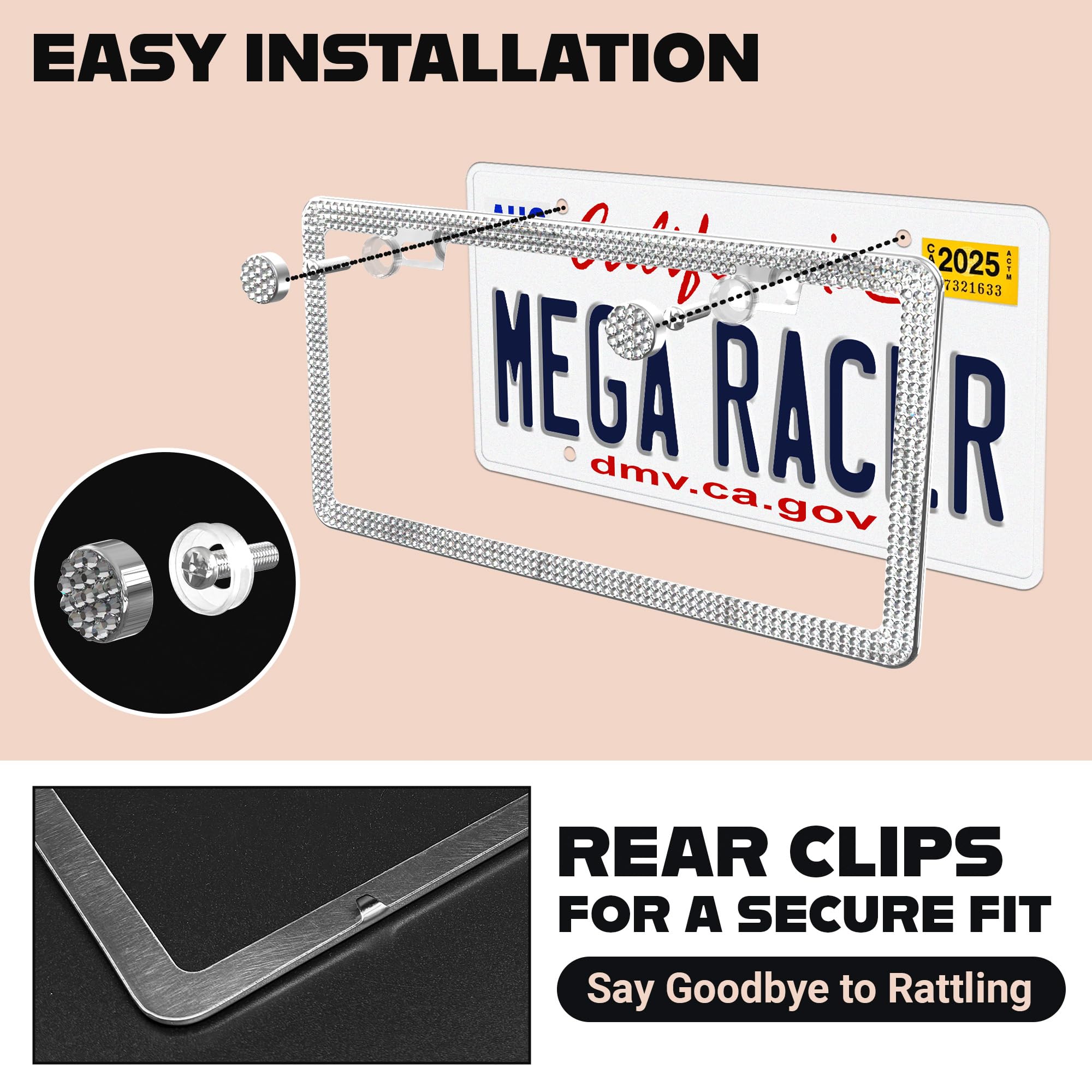 Mega Racer street-legal frame fits US standard plates.