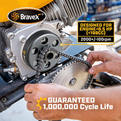Megaflint belt-drive clutch fits single-wheel karts with compact tires
