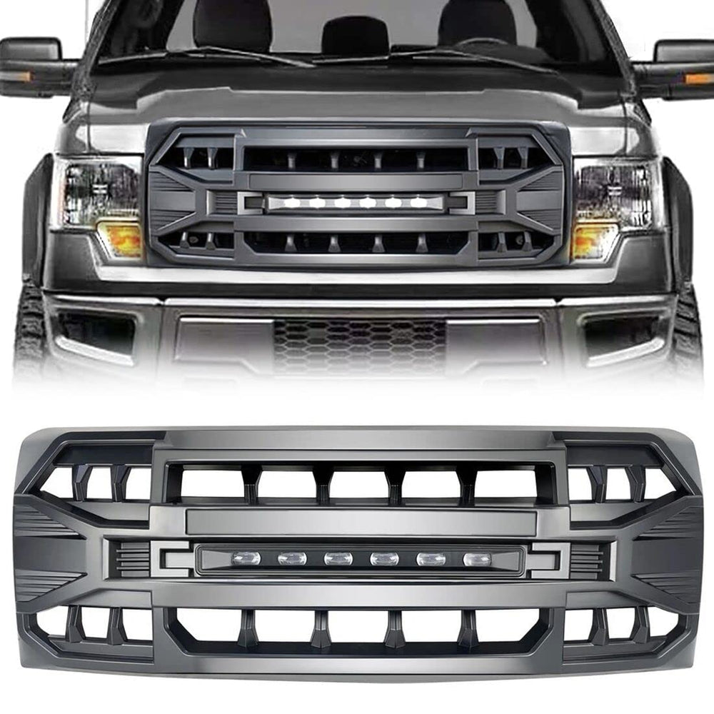 MEGAIE Ford F-150 front grille replacement with matte black finish for rugged styling