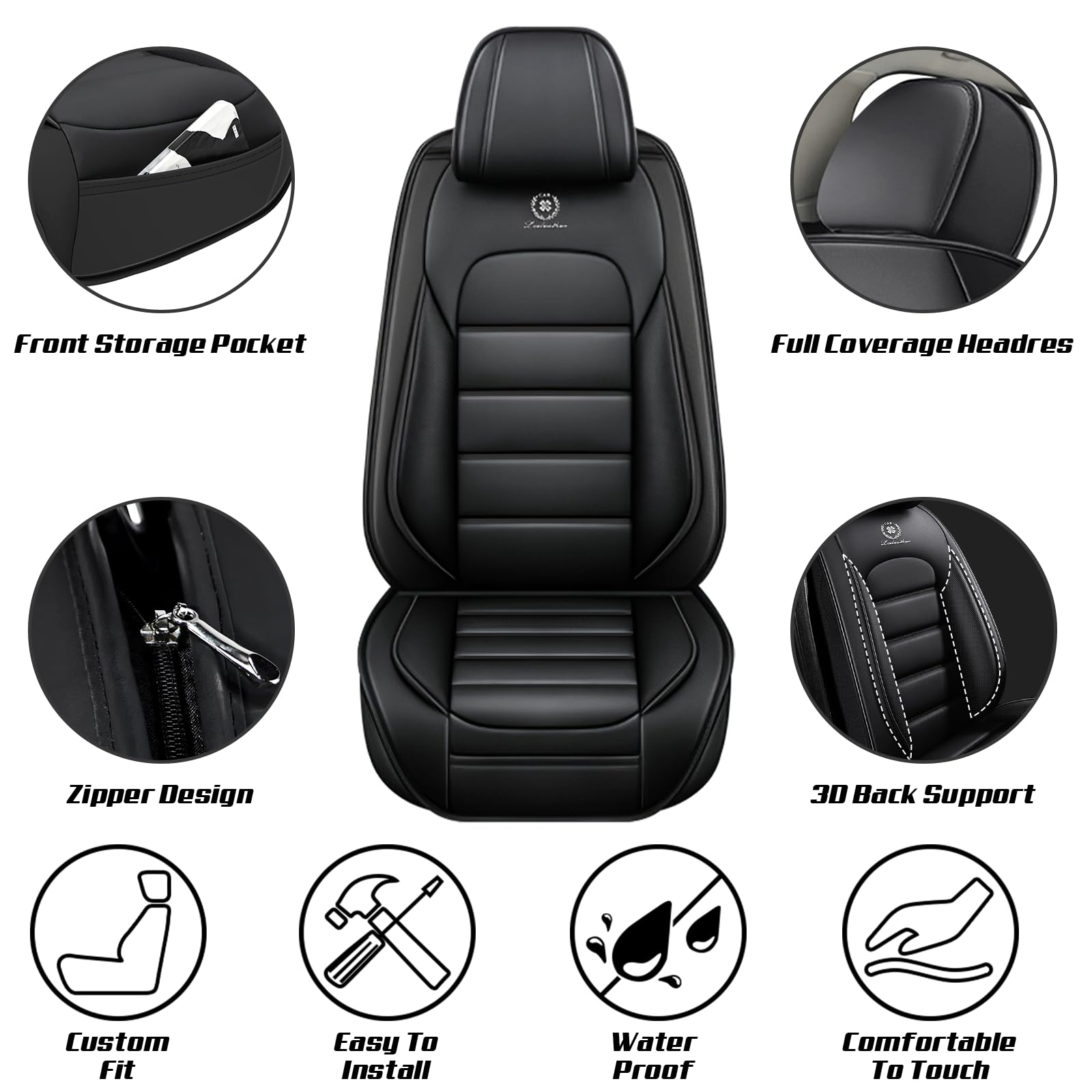 Close-up of Megaseat black Nappa leather resisting scratches and wear.