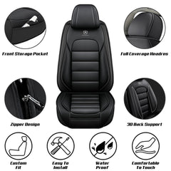 Close-up of Megaseat black Nappa leather resisting scratches and wear.