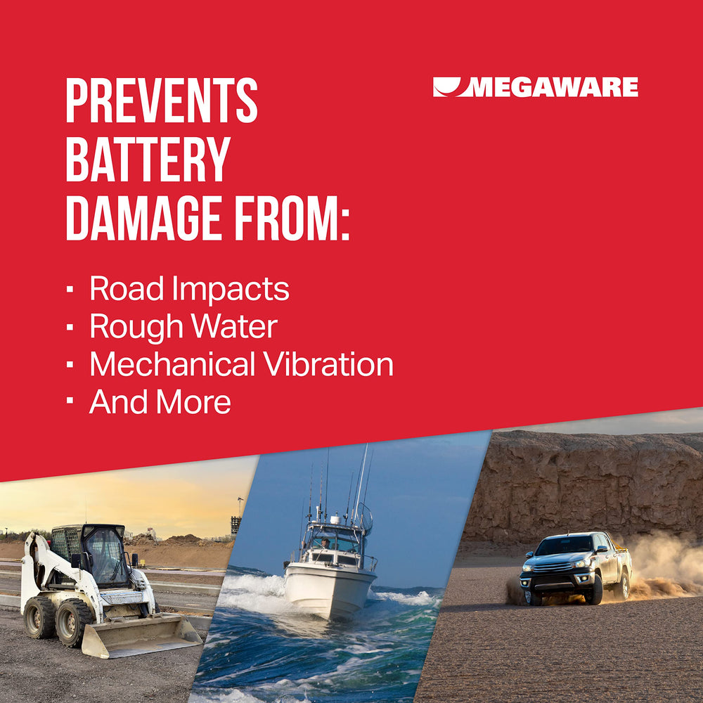 KEELGUARD BatteryGuard Protector absorbing vibration to protect battery during rough road travel.