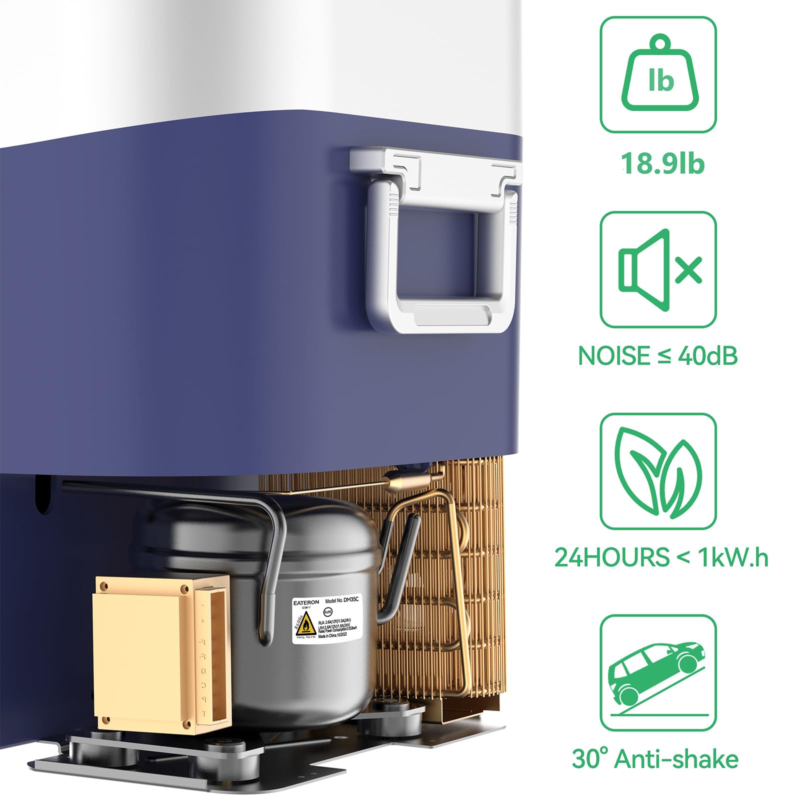 Megiu car refrigerator digital display shows precise temperature control