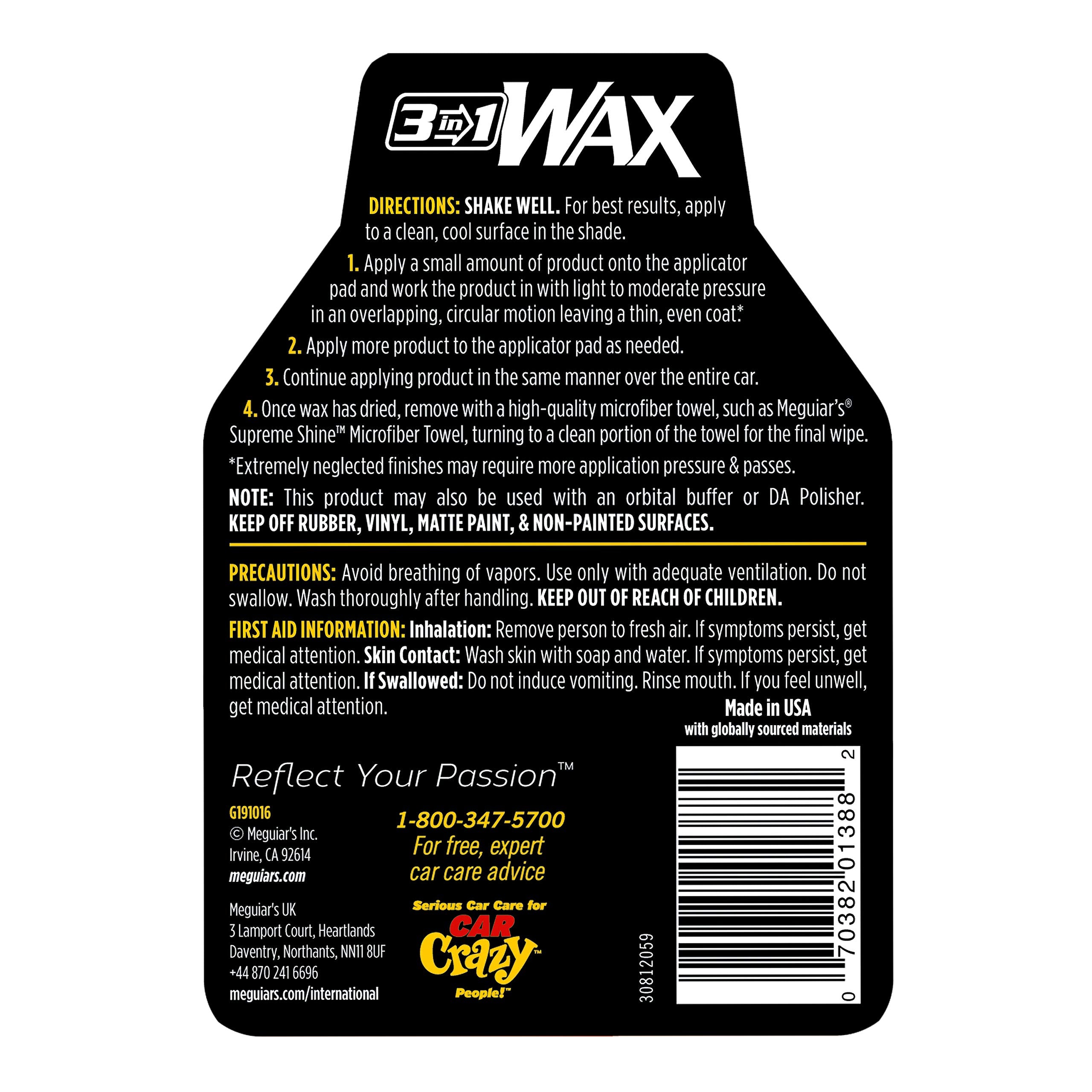 Meguiar's 3-in-1 16oz pack supports convenient DIY detailing at home.