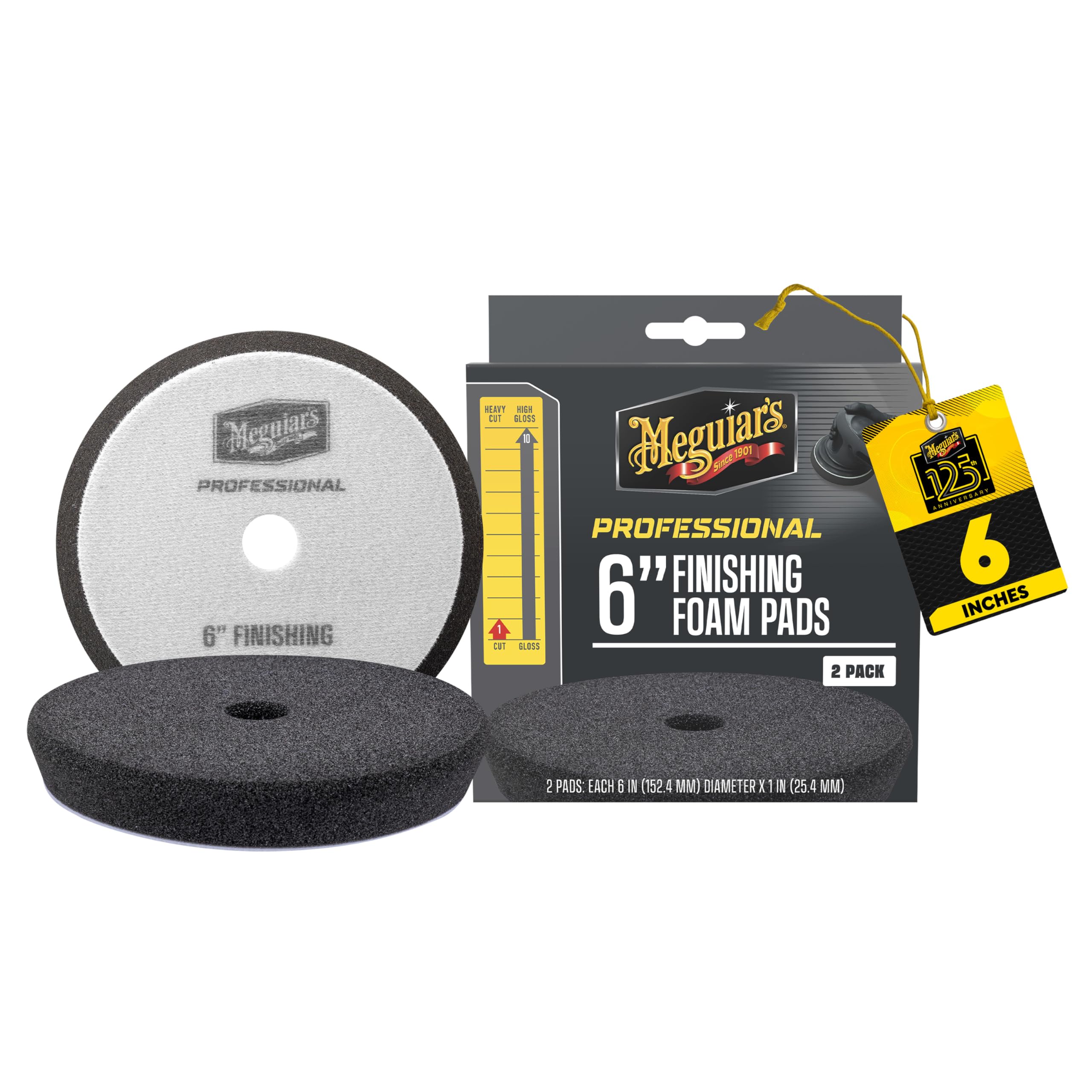 Meguiar's 6in finishing pad 2-pack ready for even, high-gloss paint finishing