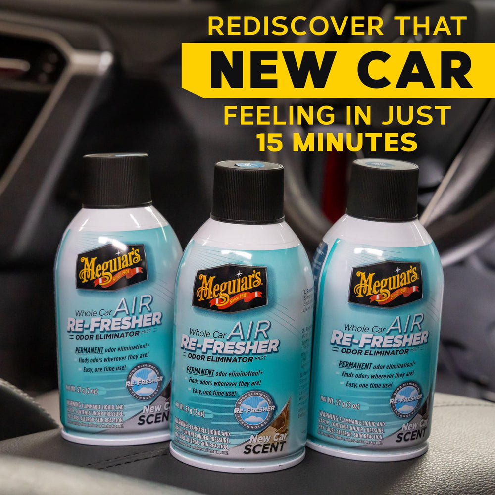 Meguiar's spray targets hard to reach areas for odor control.