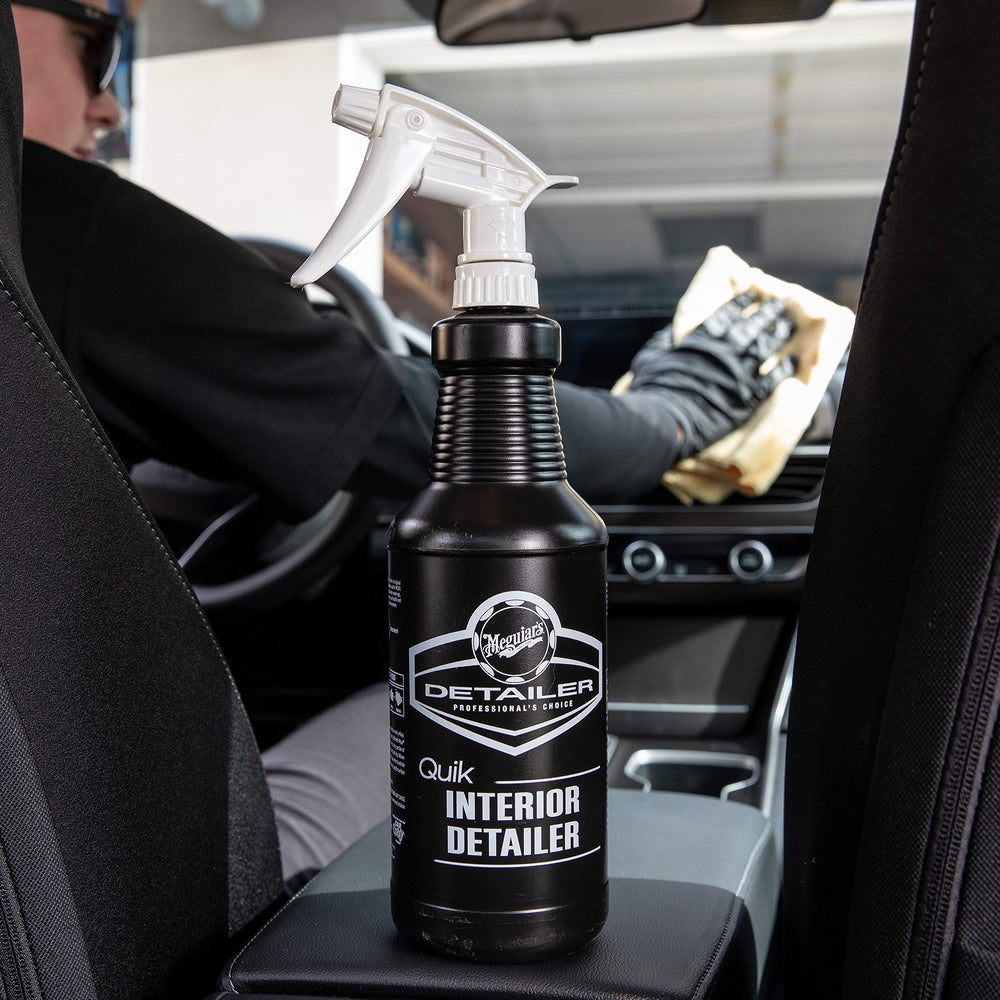 Leather seat cared for by Meguiar's Quik Interior Detailer