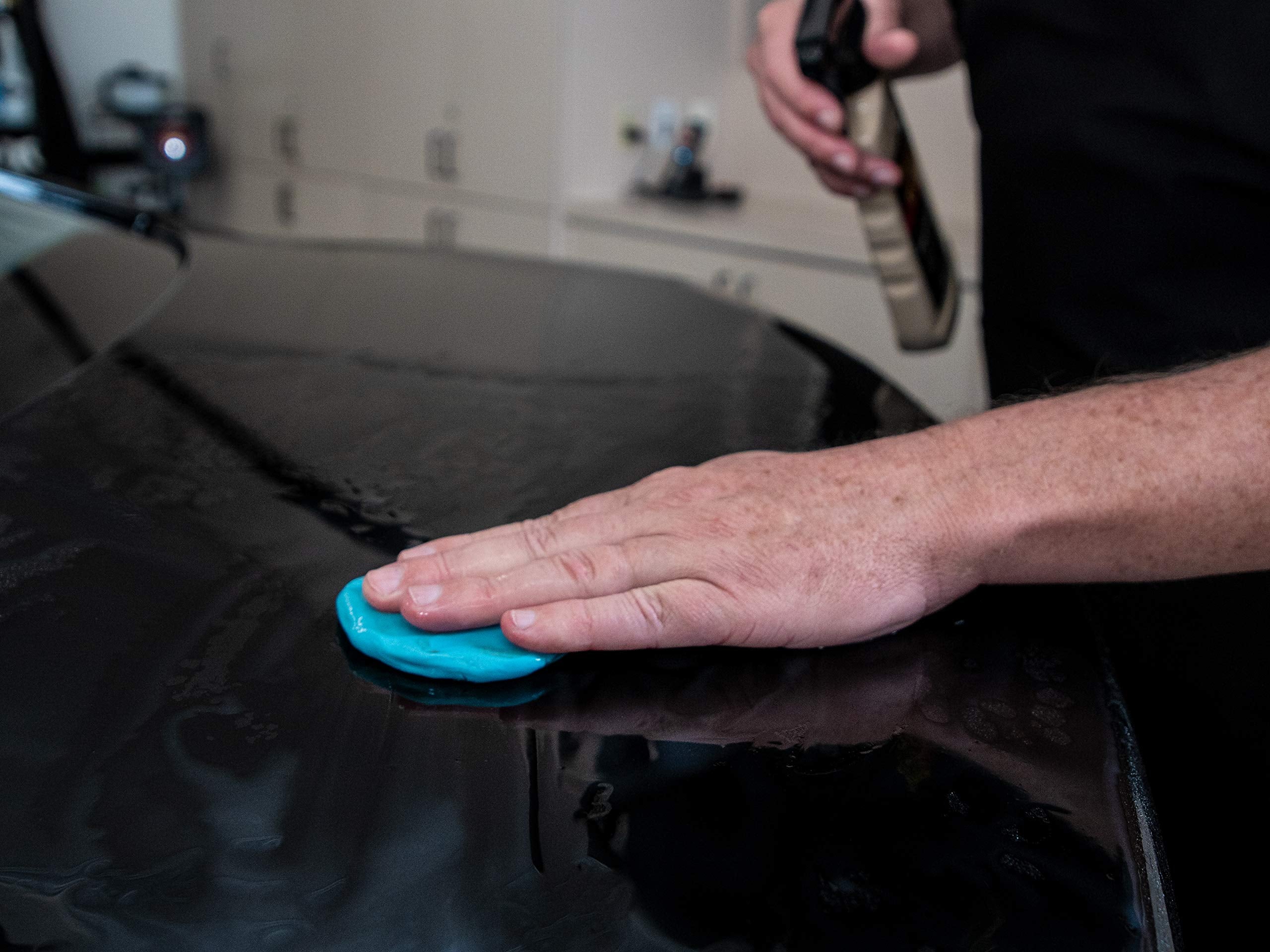 Meguiar’s Detailing Clay Mild C2000 used on glass and metal surfaces for contaminant removal