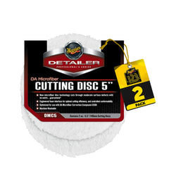 Meguiar's DMC5 DA 5-inch cutting disc face demonstrates microfiber action for defect removal.