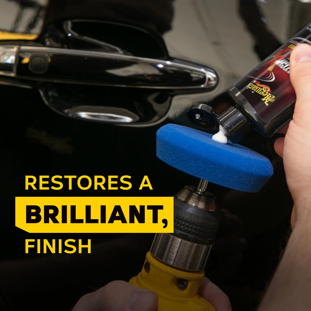 Drill-activated Scratch Eraser Pad speeding up removal on glossy finish