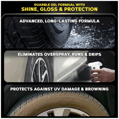 Soft foam applicator spreading Meguiar's Endurance Tire Gel on a tire