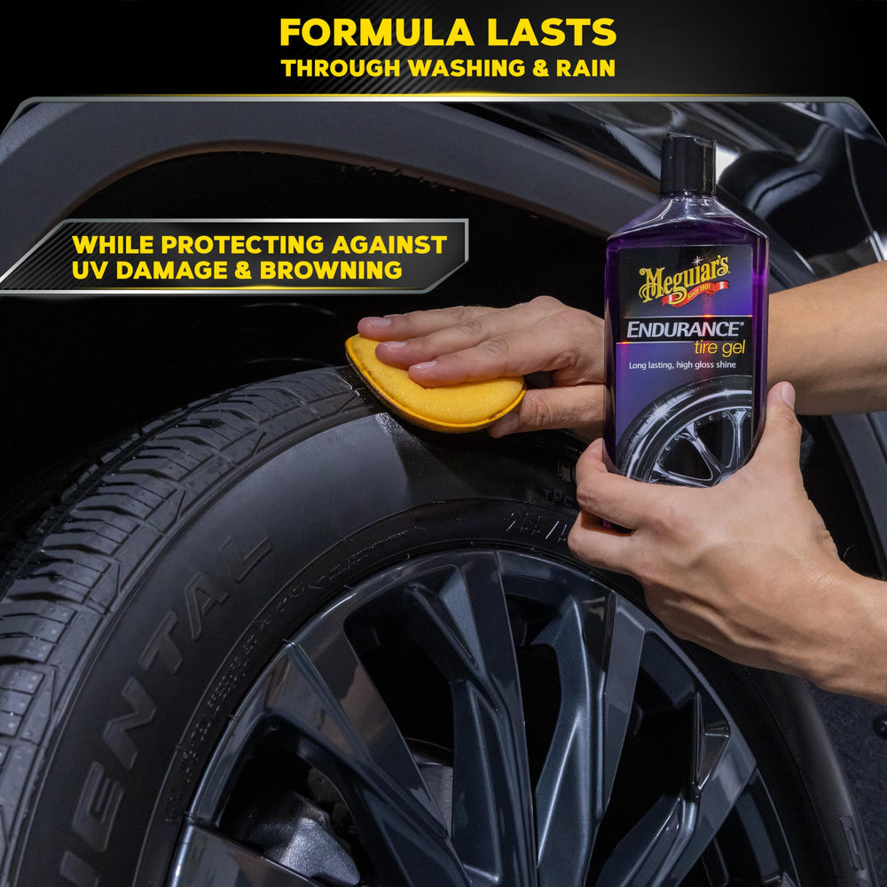 16 oz Meguiar's Endurance Tire Gel bottle ready for detailing