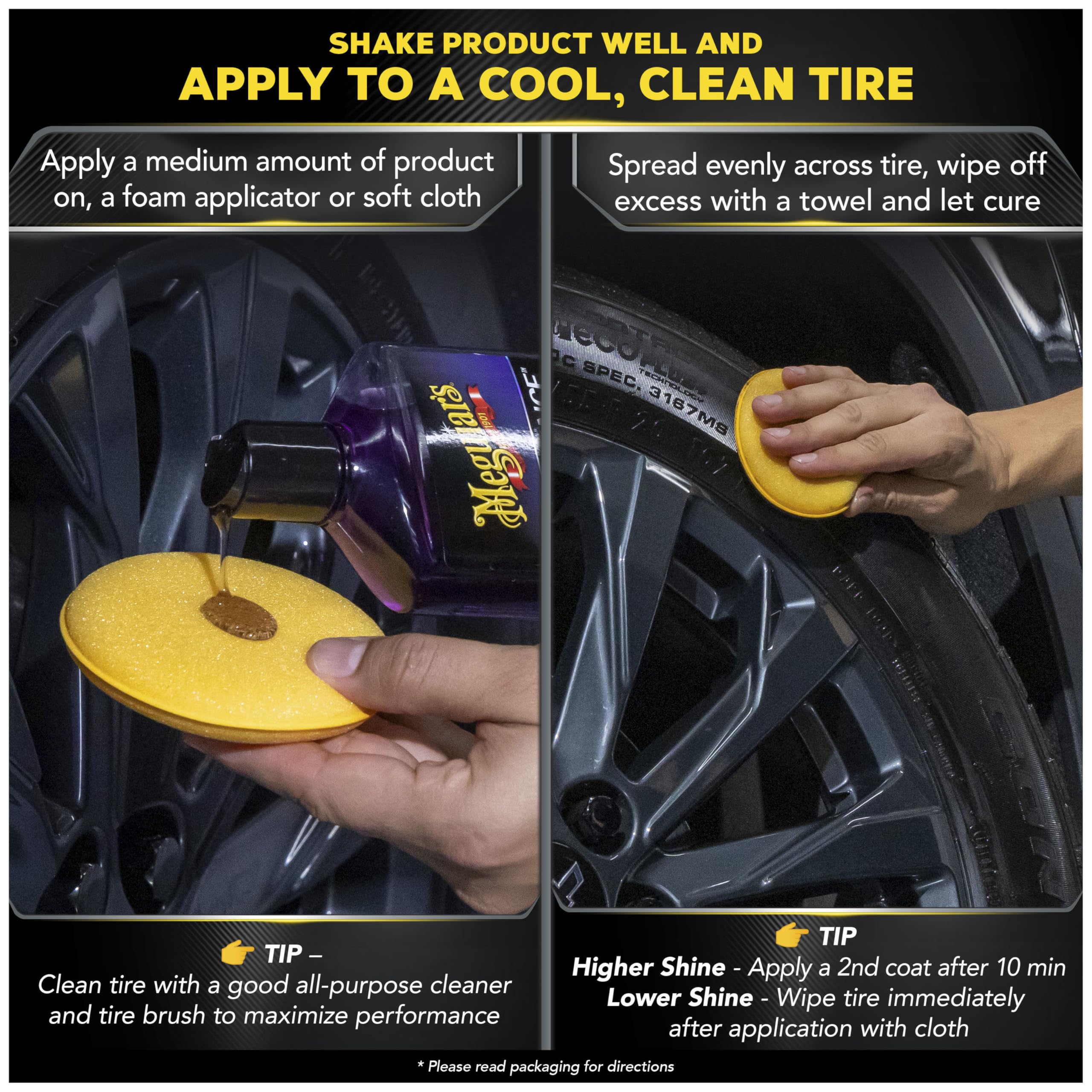 UV protection helps prevent browning on sun exposed tires with Meguiar's gel