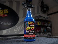Meguiar's cleaner applied with a brush to tackle tough marine grime