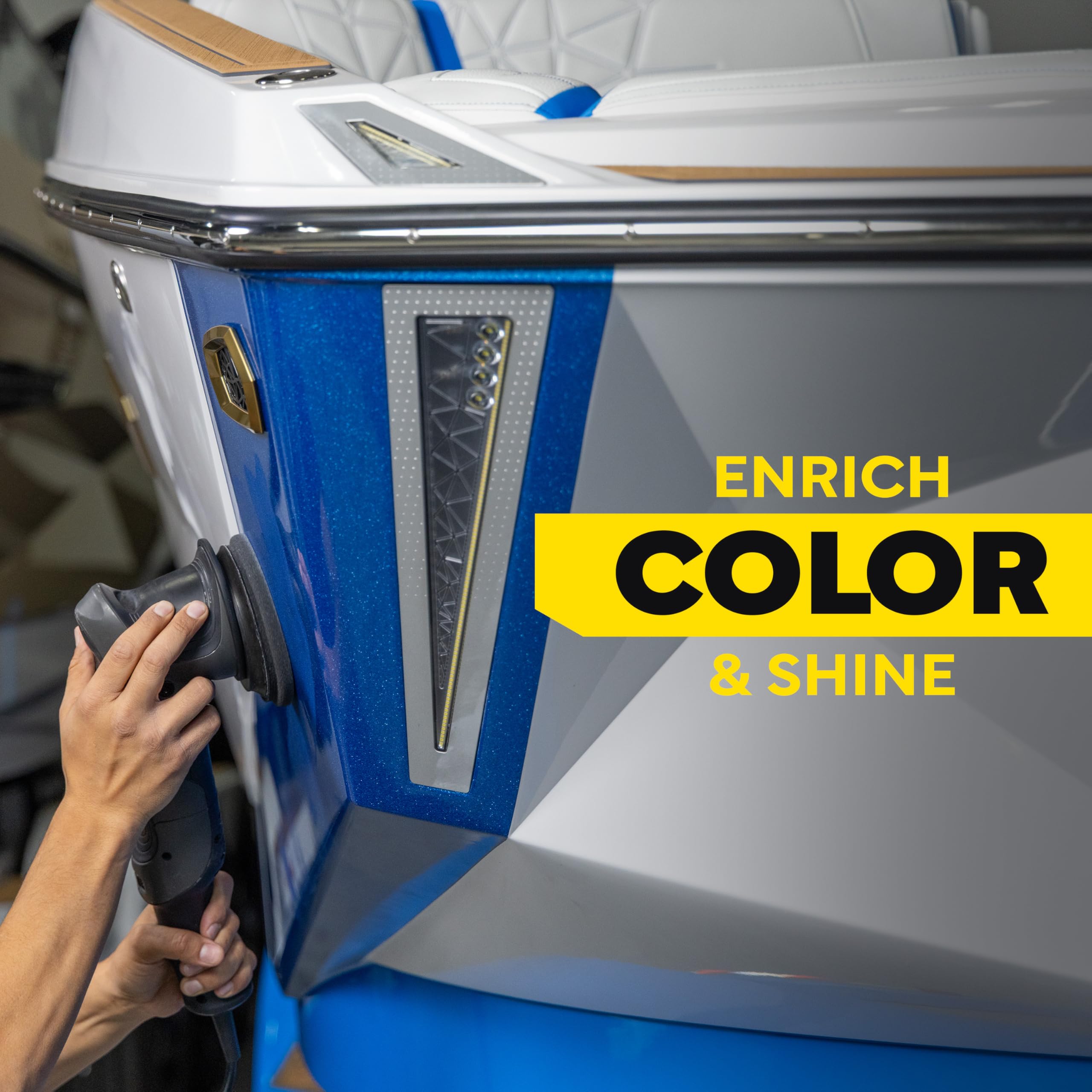 Meguiar's Flagship Marine Wax helps remove oxidation to restore brightness.