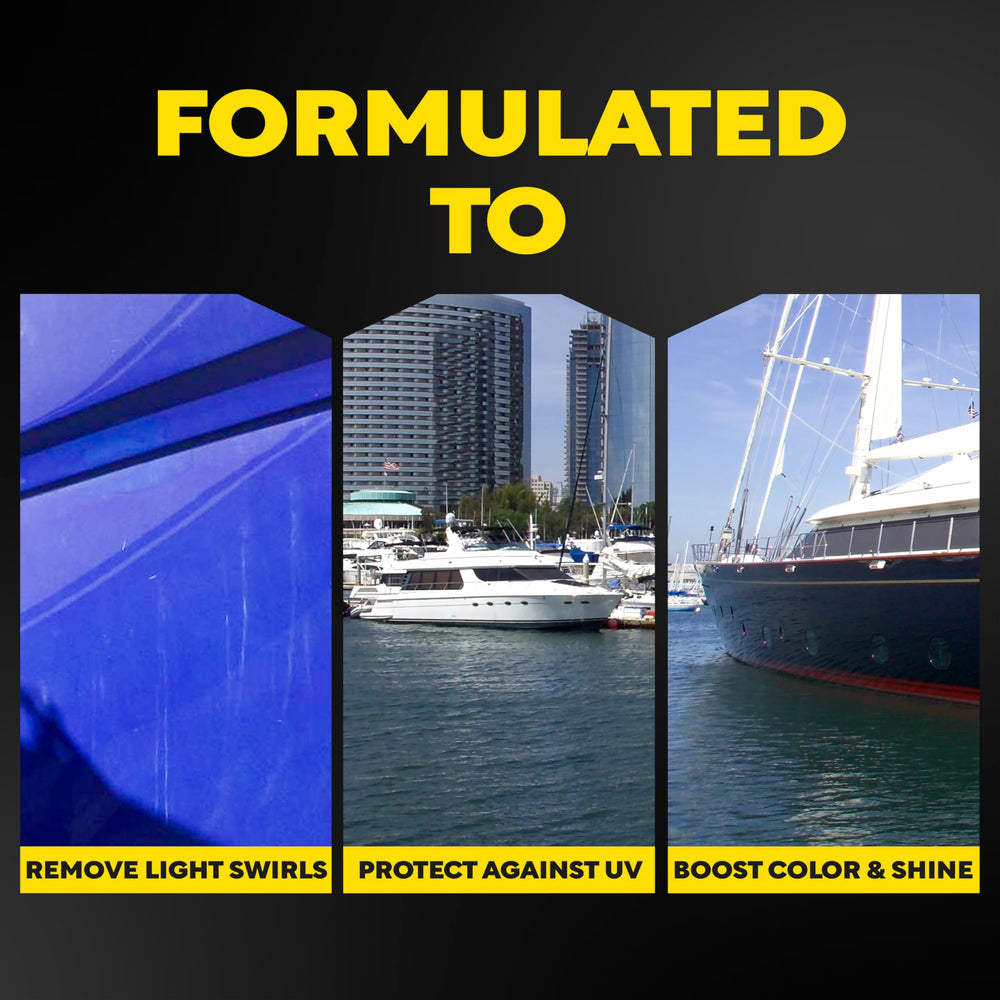 Meguiar's Flagship Marine Wax provides UV protection for vibrant, lasting color.