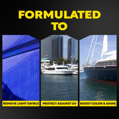 Meguiar's Flagship Marine Wax provides UV protection for vibrant, lasting color.