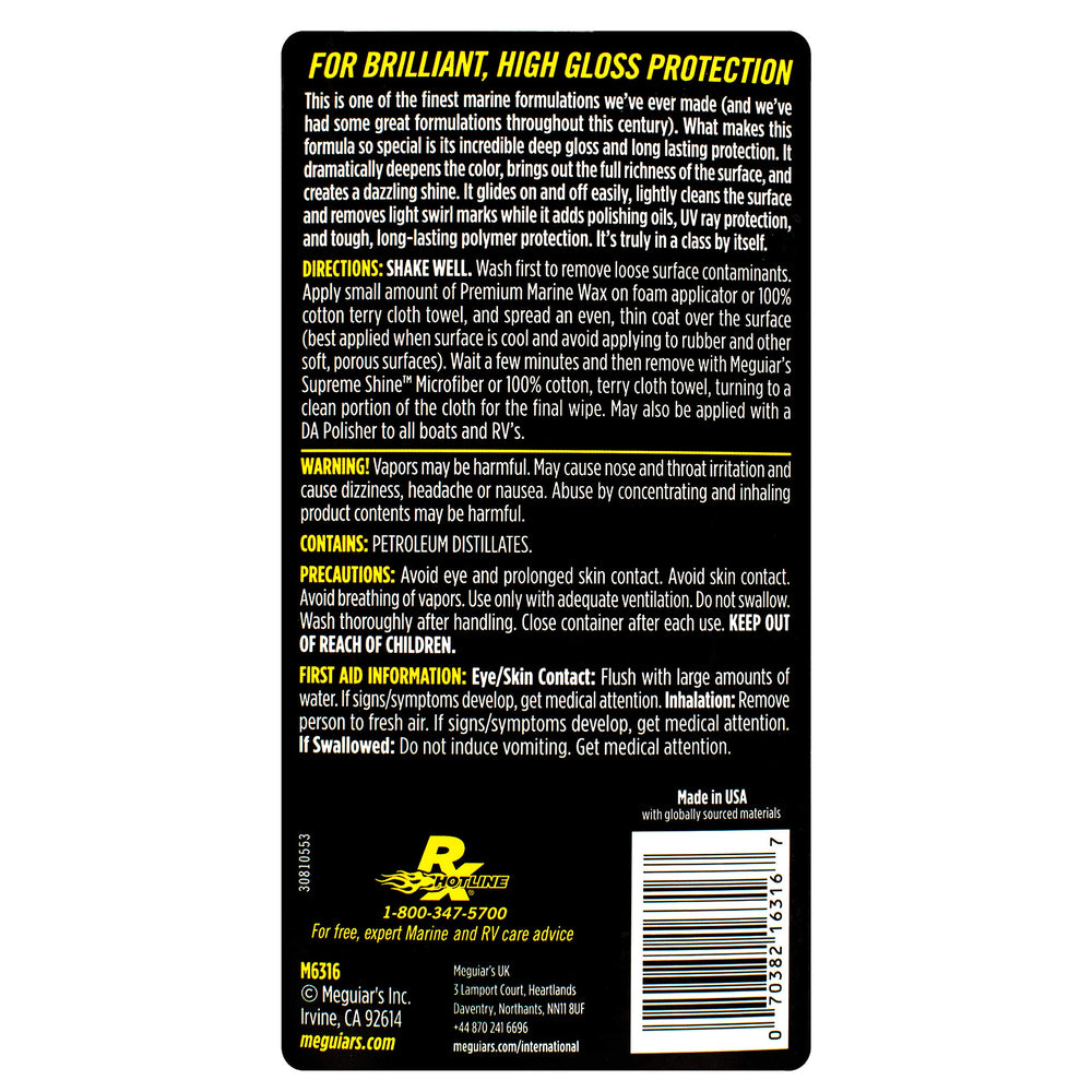 Meguiar's Flagship Premium Marine Wax hand-application demonstrates easy, long-lasting gloss on gel coat.