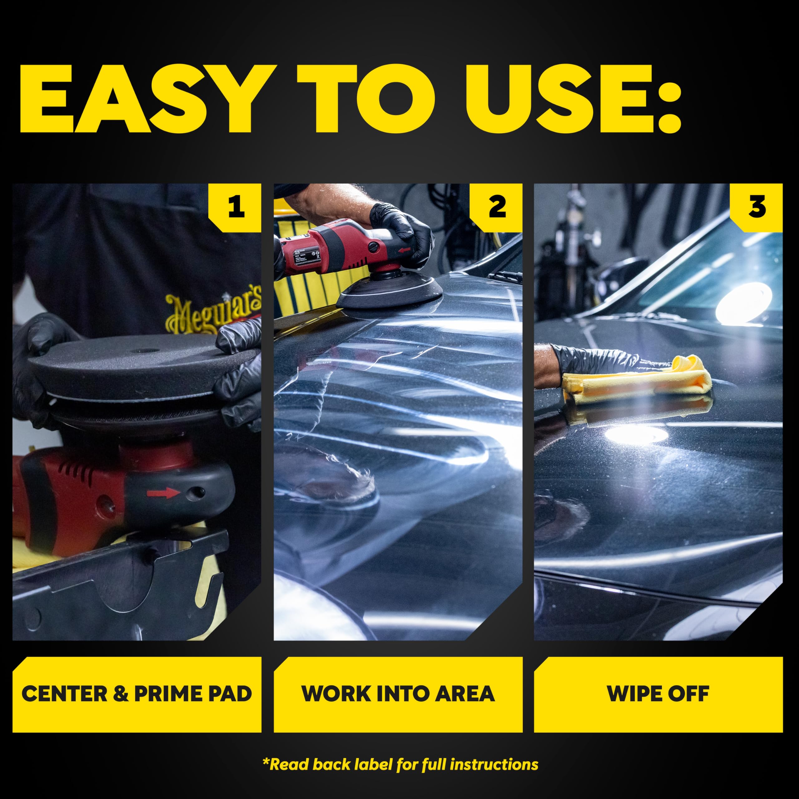 Meguiar's pad applies polish, glaze, wax, or sealant to boost gloss and protection