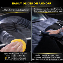 Glossy painted surface after Meguiar’s Gold Class wax shows deep reflection