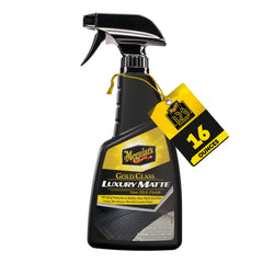 Meguiar's Gold Class Luxury Matte bottle highlighting non-greasy interior protection for vinyl, plastic, and leather.
