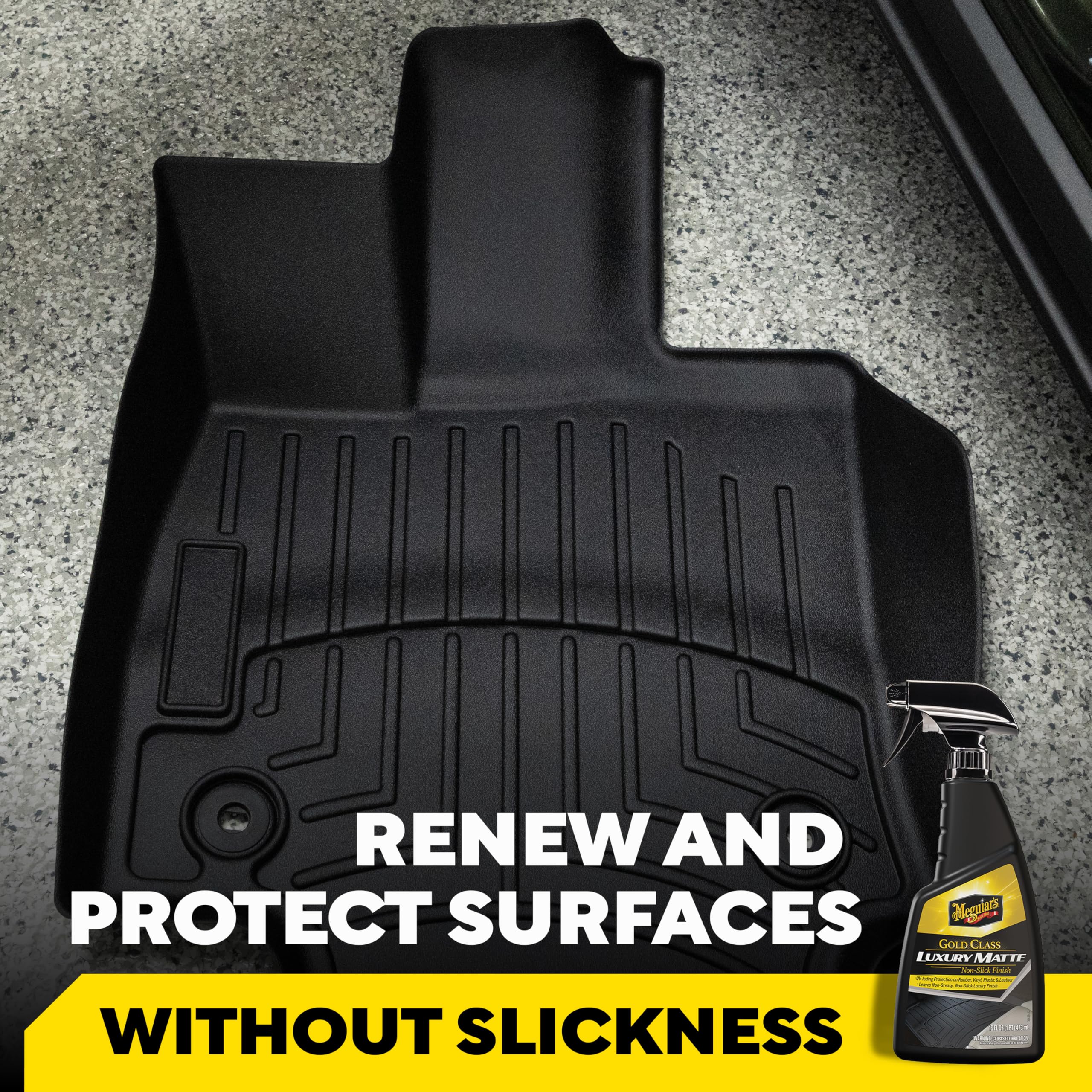Meguiar's Luxury Matte spray application demonstrates quick mist-and-wipe interior detailing.