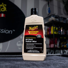 Meguiar's Hi-Tech Yellow Wax applied by hand for rich color and durable protection.