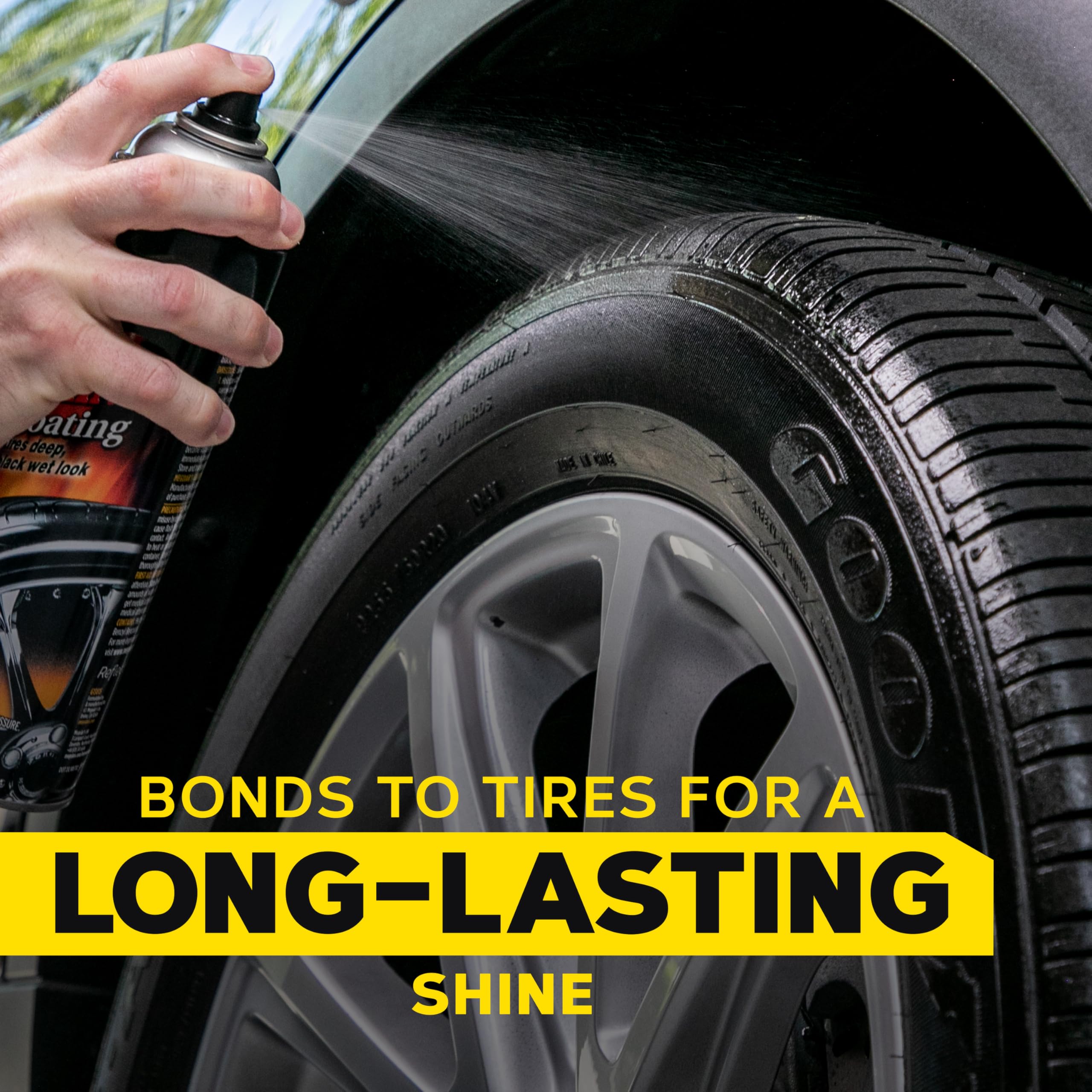 Meguiar's Hot Shine forms a weather-resistant protective layer for tires.