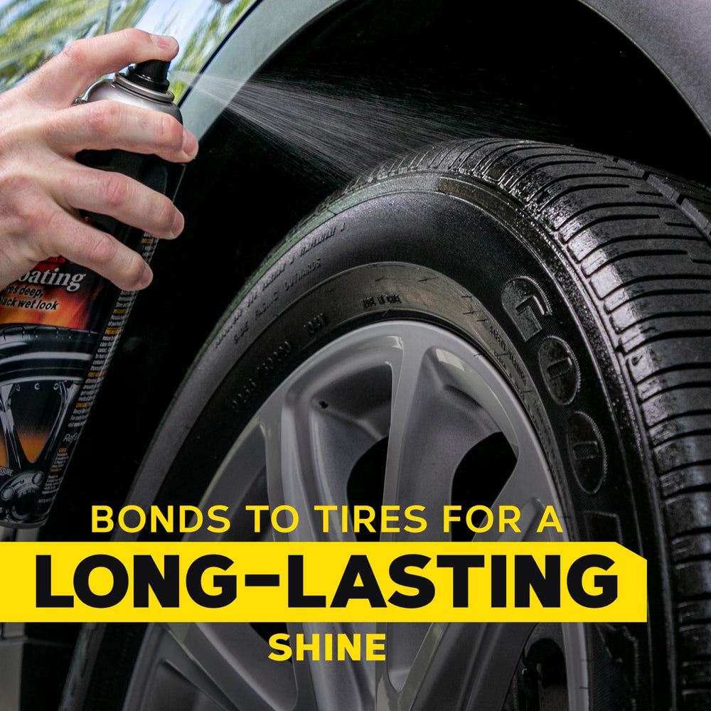 Meguiar's Hot Shine forms a weather-resistant protective layer for tires.