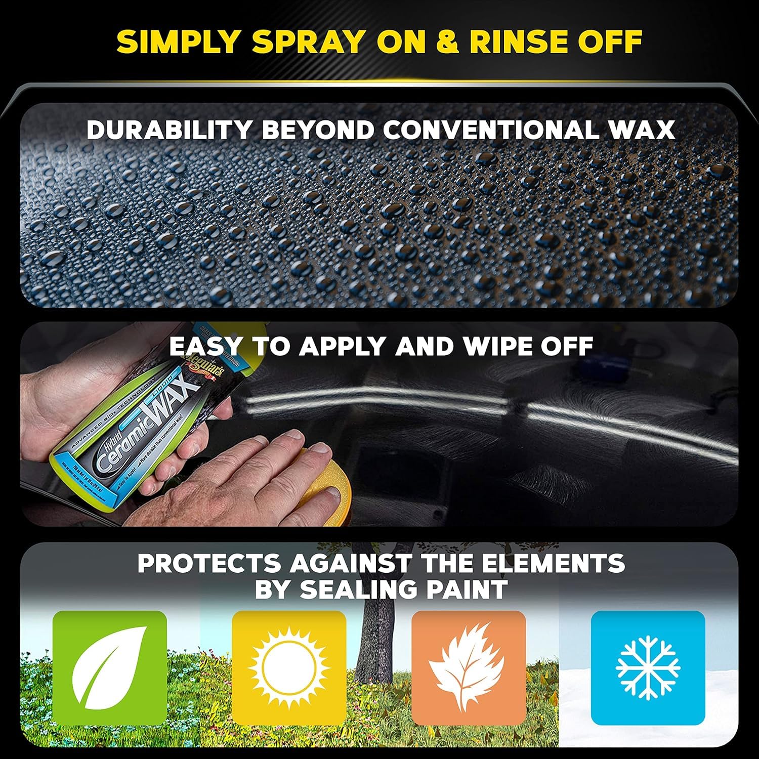 Meguiar's Hybrid Ceramic Liquid Wax pour demonstrates controlled, even distribution.