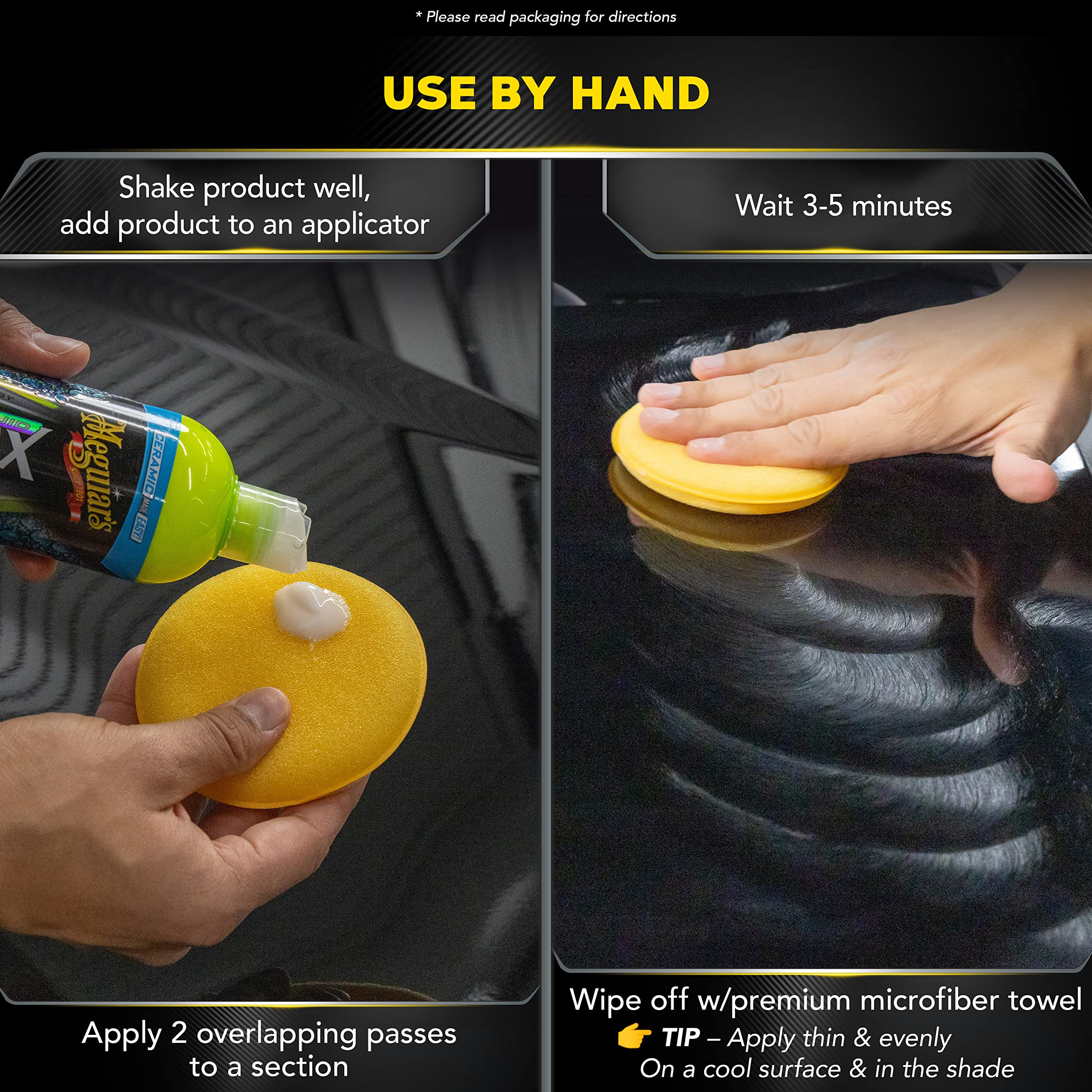 Meguiar's Hybrid Ceramic Liquid Wax water beading in action on clean paint surface.