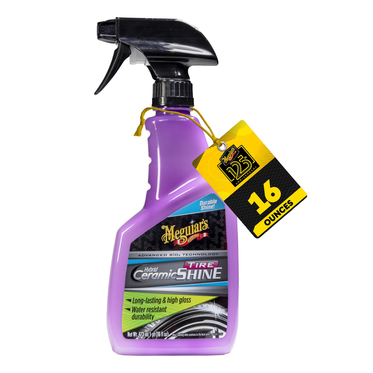 Meguiar's Hybrid Ceramic Tire Shine bottle with a deep glossy finish.