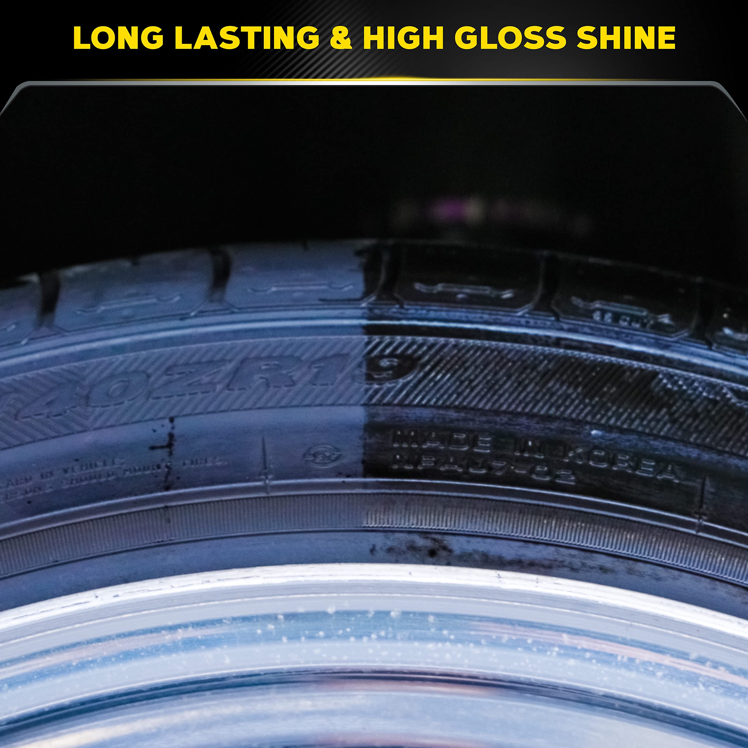 Tires showing high gloss after Meguiar's Ceramic Tire Shine.