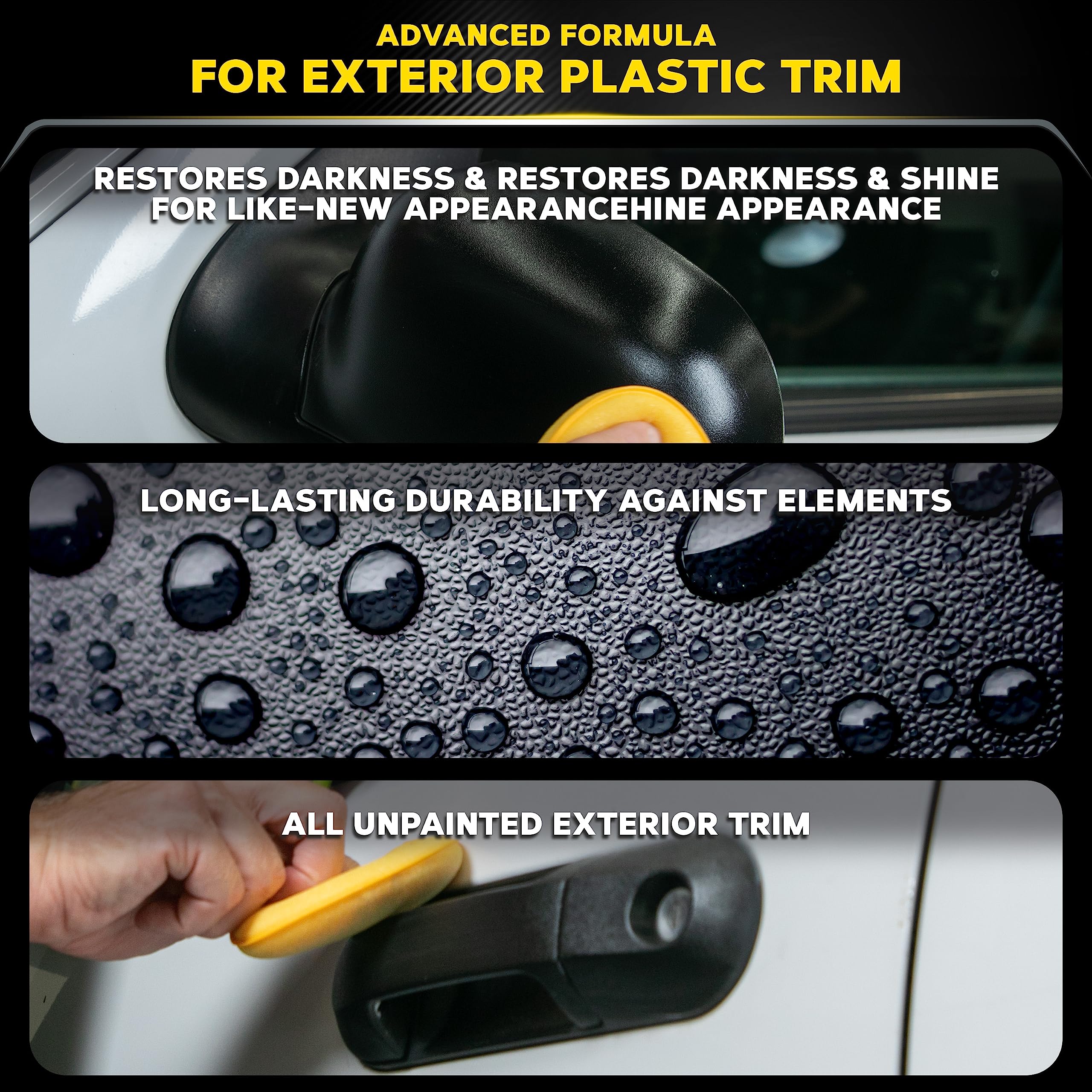 Meguiar's Hybrid Ceramic Trim Restorer adds shine to vinyl and rubber exterior trim.