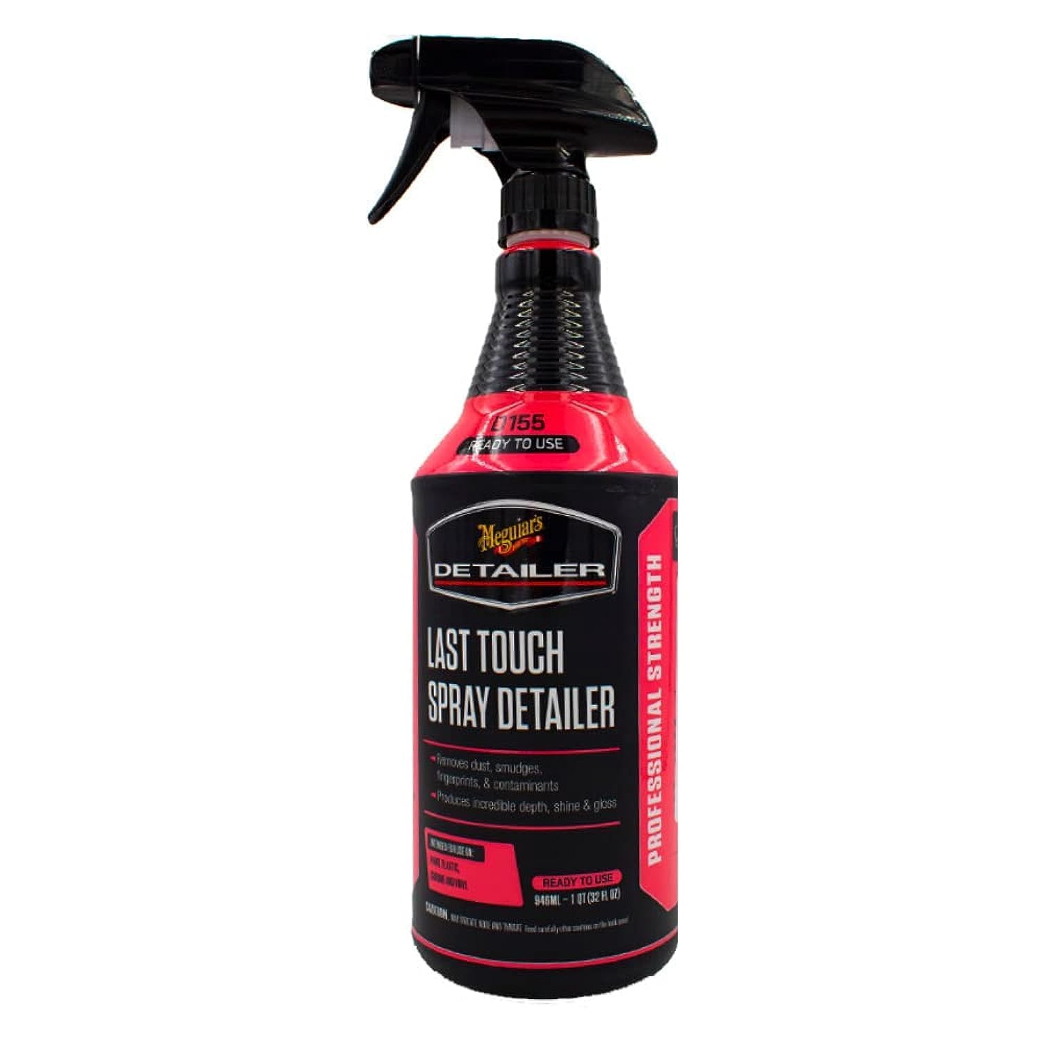 Meguiar's Last Touch spray detailer bottle pour for effortless dust removal and showroom shine.