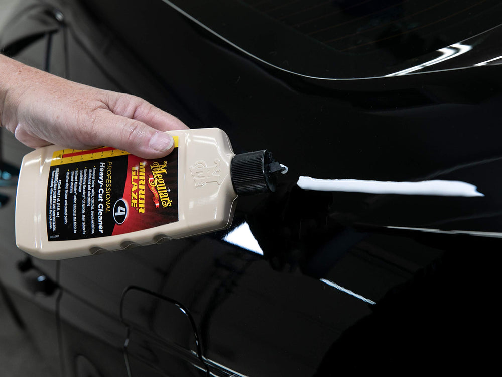 Meguiar's M0416 rotary-buffer application demonstrating efficient defect correction
