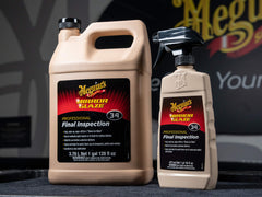 Meguiar's M34 Final Inspection delivers a glossy paint finish for showroom-ready shine.