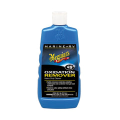 Meguiar's M4916 bottle removes heavy oxidation from marine finishes, restoring color and gloss.