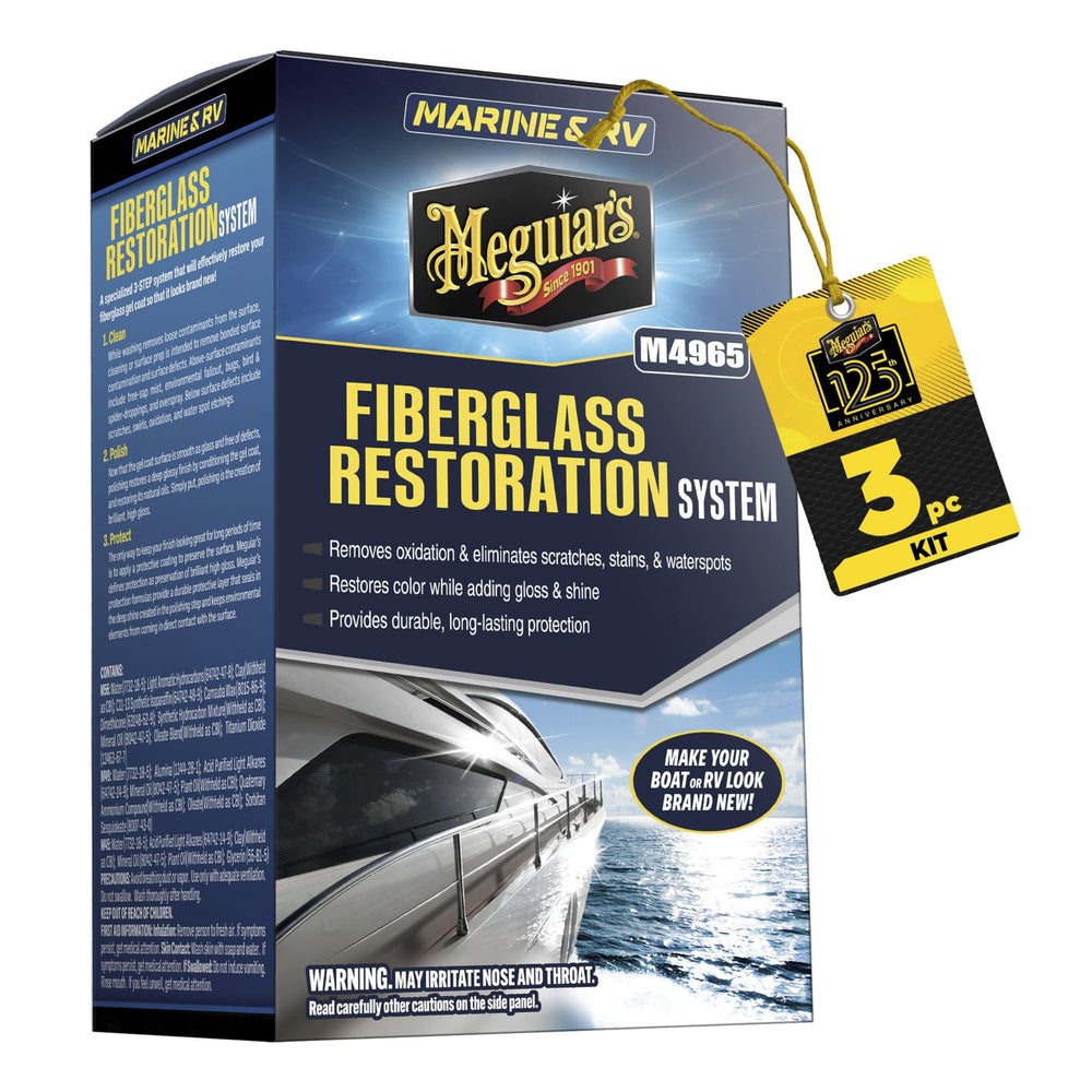 Meguiar's M4965 oxidation remover for boats reveals a refreshed, even finish.