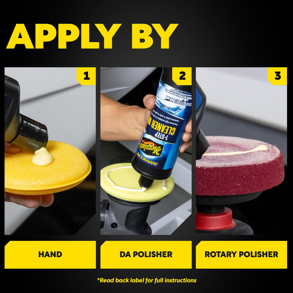 Meguiar's Meguiar's M5032 fiberglass gel coat finish after application appears smooth and vibrant.