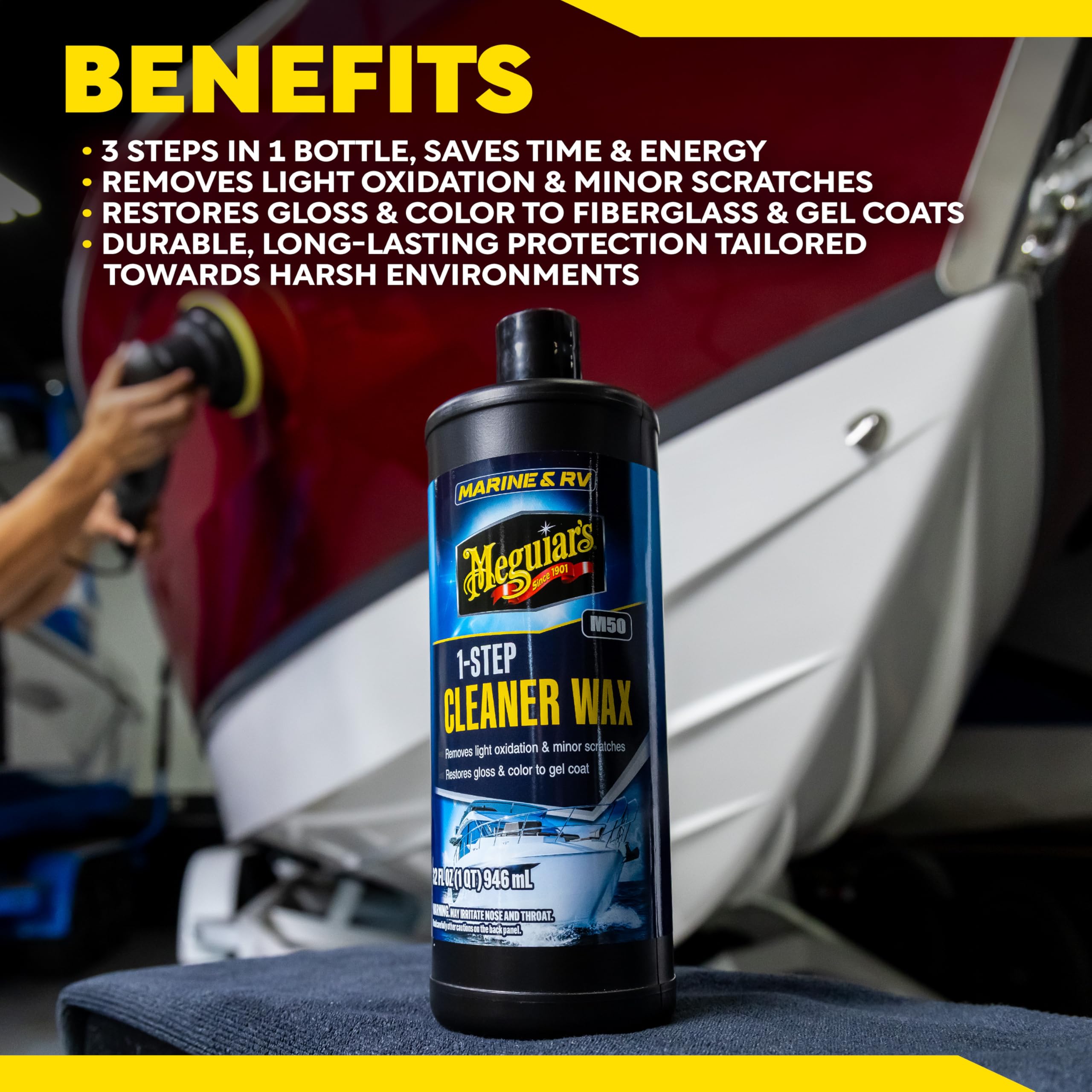 Meguiar's M5032 salt air protection helps defend against corrosion on boats.