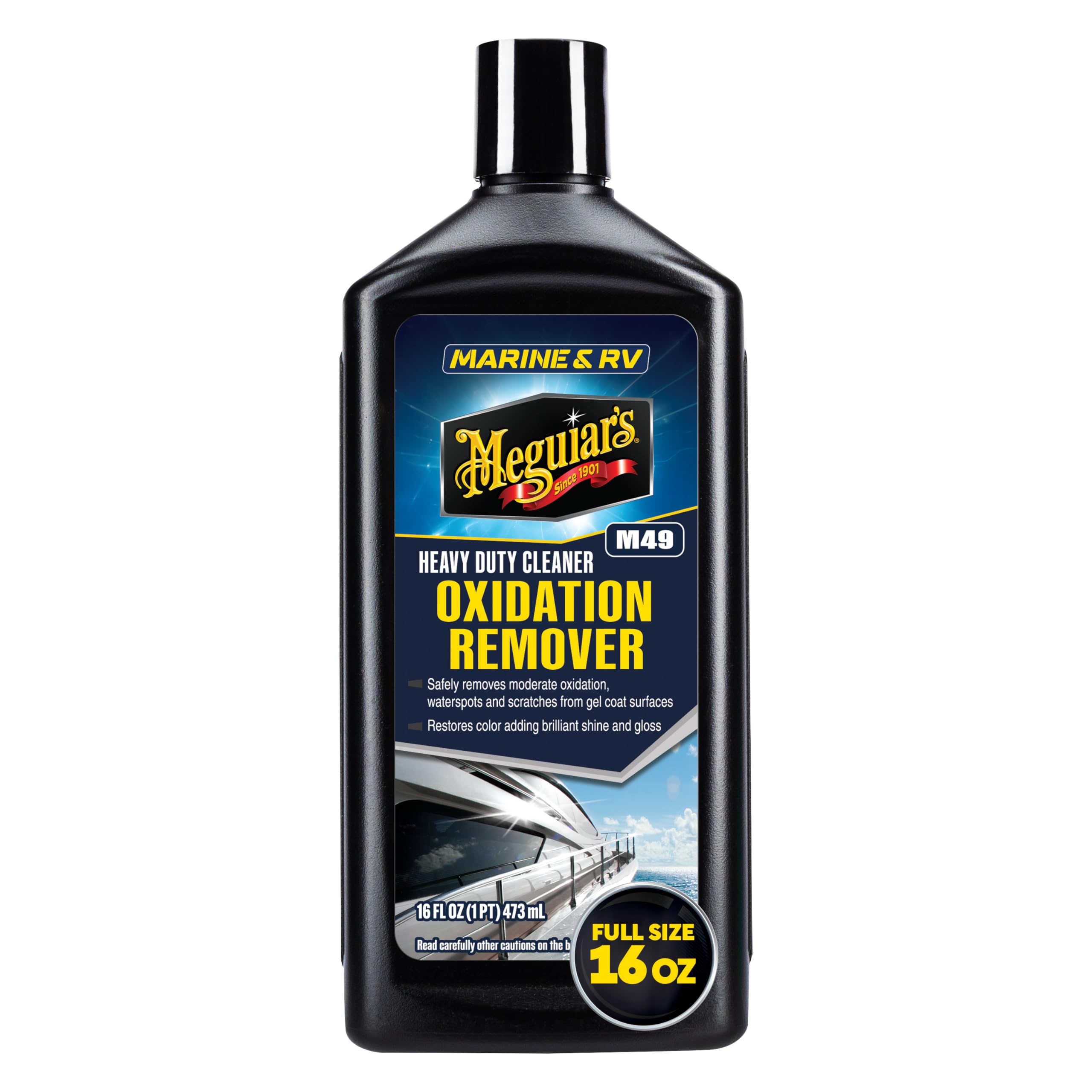 Meguiar's Oxidation Remover being poured for controlled, even application.