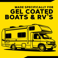 Meguiar's Marine/RV High Gloss Polish gel coat finish enhances reflection on smooth surfaces.