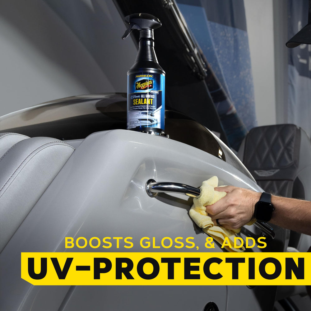 Boosts gloss, slickness, and water beading for easier drying after a day on the water.