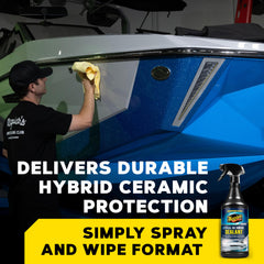 Easy spray-and-wipe application for fiberglass and gel coat on boats and RVs.